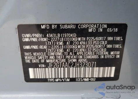 2018 Subaru Crosstrek from USA, damaged, VIN JF2GTAAC2JH323071